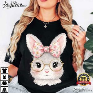 Happy Easter Bunny With Glasses Retro T Shirt (3)