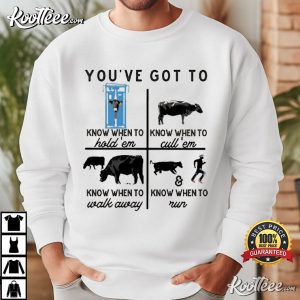 Know When To Hold Em Cow Funny Rancher T Shirt (4)