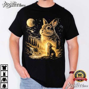 Bunny Howling To The Moon Vintage T Shirt (2)