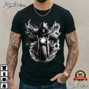 Grim Reaper Motorcycle Skull Biker T Shirt (2)