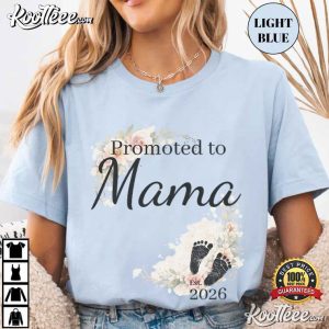 Promoted To Mama Floral Baby Footprints 2026 T Shirt (4)