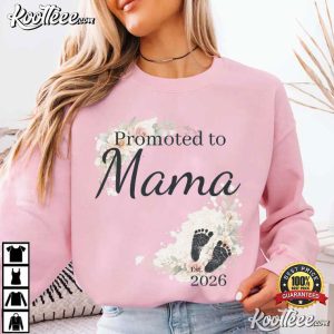 Promoted To Mama Floral Baby Footprints 2026 T-Shirt Promoted To Mama Floral Baby Footprints 2026 T Shirt (2)
