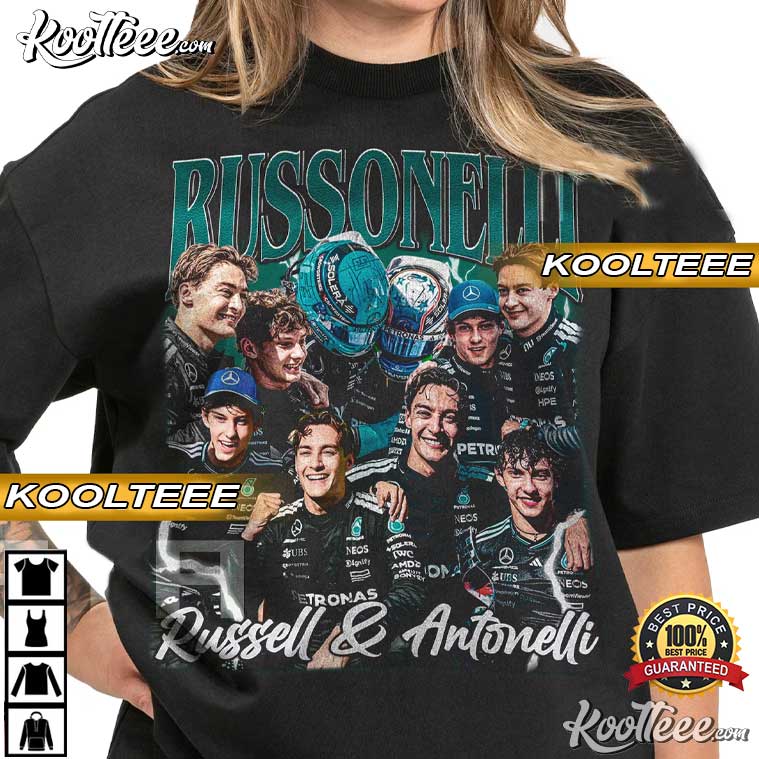 George Russell And Kimi Antonelli Russonelli Vintage Formula 1 T-Shirt George Russell And Kimi Antonelli Russonelli Vintage Formula 1 T-Shirt