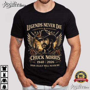 Chuck Norris RIP 1940-2026 Legends Never Die Fan Apparel T-Shirt