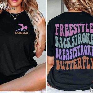 Swim Freestyle Backstroke Breaststroke Butterfly Custom Name T Shirt (1)