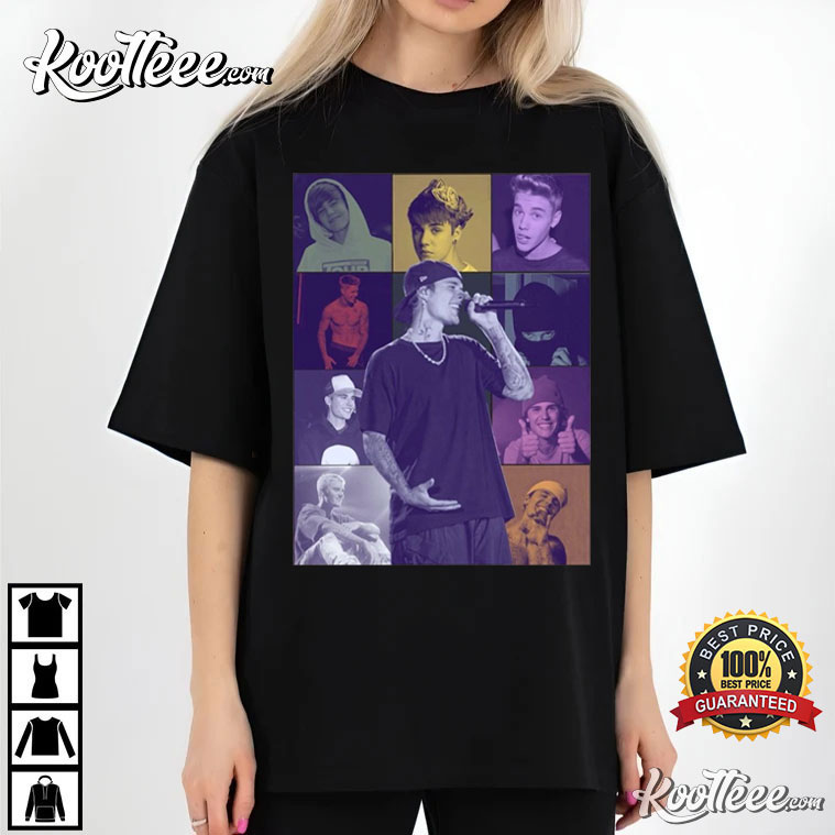 Justin Bieber Eras Evolution Pop Collage T-Shirt Justin Bieber Eras Evolution Pop Collage T-Shirt