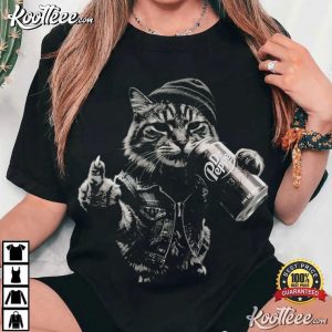 Cat Drinking Pepper Vintage Funny Cat T Shirt (3)