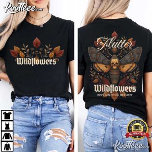 Flutter Wildflowers Death Moth Skull Floral Vintage T Shirt (4)