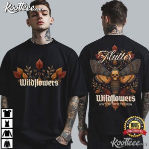 Flutter Wildflowers Death Moth Skull Floral Vintage T Shirt (2)