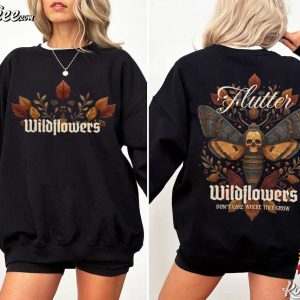 Flutter Wildflowers Death Moth Skull Floral Vintage T Shirt (3)