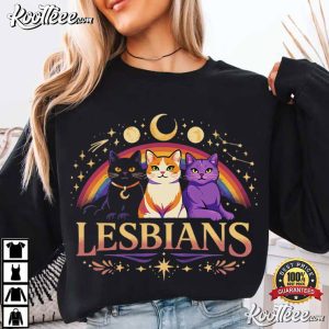 Lesbians Rainbow Cats LGBTQ Vintage T Shirt (4)