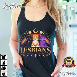 Lesbians Rainbow Cats LGBTQ Vintage T Shirt (1)