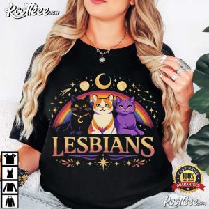 Lesbians Rainbow Cats LGBTQ Vintage T Shirt (2)
