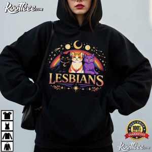 Lesbians Rainbow Cats LGBTQ Vintage T Shirt (3)
