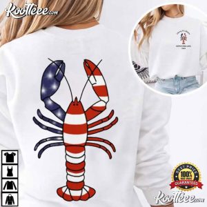 New England Lobster Patriotic American Flag Coastal T Shirt (4)