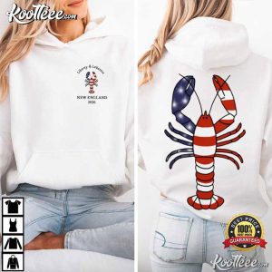 New England Lobster Patriotic American Flag Coastal T Shirt (1)