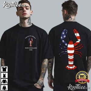 New England Lobster Patriotic American Flag Coastal T Shirt (2)