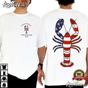 New England Lobster Patriotic American Flag Coastal T Shirt (3)