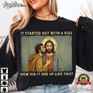 It Was Only A Kiss Jesus And Judas Meme Funny Religious T Shirt (2)