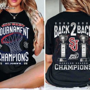 Hot St John's Red Storm 2026 Big East Tournament Champs Basketball T Shirt (1)