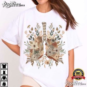 Lung Cancer Awareness Floral Lung Boho Lung T Shirt (1)