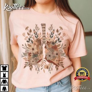 Lung Cancer Awareness Floral Lung Boho Lung T Shirt (2)