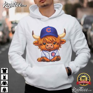Highland Cow In Cubs Baseball Jersey Cute Mascot T-Shirt Highland Cow In Cubs Baseball Jersey Cute Mascot T Shirt (4)