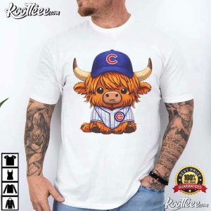 Highland Cow In Cubs Baseball Jersey Cute Mascot T Shirt (2)
