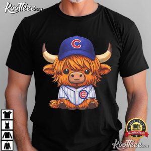 Highland Cow In Cubs Baseball Jersey Cute Mascot T-Shirt Highland Cow In Cubs Baseball Jersey Cute Mascot T Shirt (3)