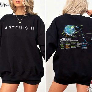 Artemis II NASA Moon Mission Map Space Exploration T Shirt (4)