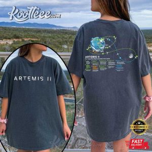 Artemis II NASA Moon Mission Map Space Exploration T Shirt (2)