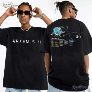 Artemis II NASA Moon Mission Map Space Exploration T Shirt (3)