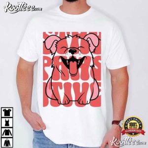 Dog Lover Stay Pawsitive Groovy Cute Puppy T Shirt (4)