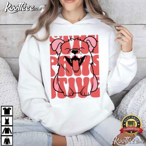 Dog Lover Stay Pawsitive Groovy Cute Puppy T Shirt (2)