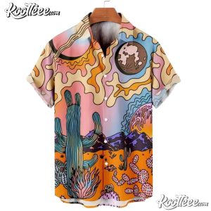 Psychedelic Desert Retro Cactus Boho Art Hawaiian Shirt (2)
