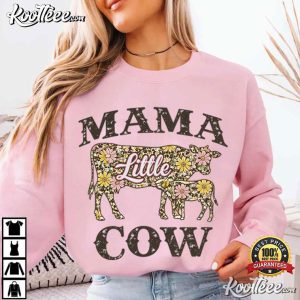 Western Mama Cow Floral Leopard Country T Shirt (2)