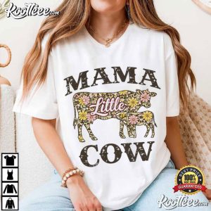 Western Mama Cow Floral Leopard Country T Shirt (3)