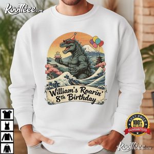 Japanese Art Kids Godzilla Roaring 8th Birthday Personazlied T Shirt (3)