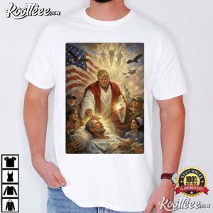 Trump Jesus Patriotic Healing Scene 2026 Humor T Shirt (1)