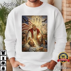 Trump Jesus Patriotic Healing Scene 2026 Humor T Shirt (3)