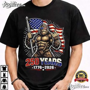 Sasquatch USA Flag 250 Years 1776 2026 Bigfoot Patriotic 4th Of July T Shirt (5)