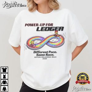 Power Up For Ledger Autism Walk Different Pace Same Race T Shirt (2)