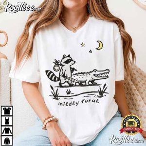 Mildly Feral Raccoon And Alligator Sarcastic Weird Funny T-Shirt