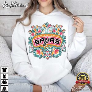San Antonio Spurs Floral Vintage Boho Graphic T Shirt (2)