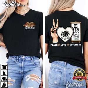 Peace Love Optometry Custom Name Eye Doctor T Shirt (1)