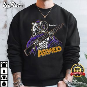 Death Comes Armed Grim Reaper Gun T Shirt (1)