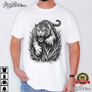 Pouncing Tiger Vintage Safari Nature Wildlife Apparel T Shirt (3)