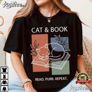 Cat And Book Sourdough Baker Cat Lover T Shirt (2)