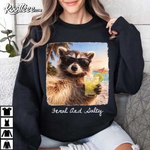 Feral And Salty Funny Raccoon Sunglasses Cocktail T Shirt (4)