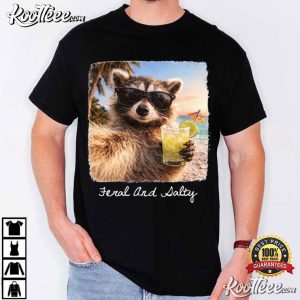 Feral And Salty Funny Raccoon Sunglasses Cocktail T Shirt (1)